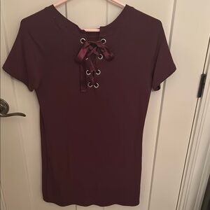 Garage Wine T-Shirt Dress with Bow Back, size XS